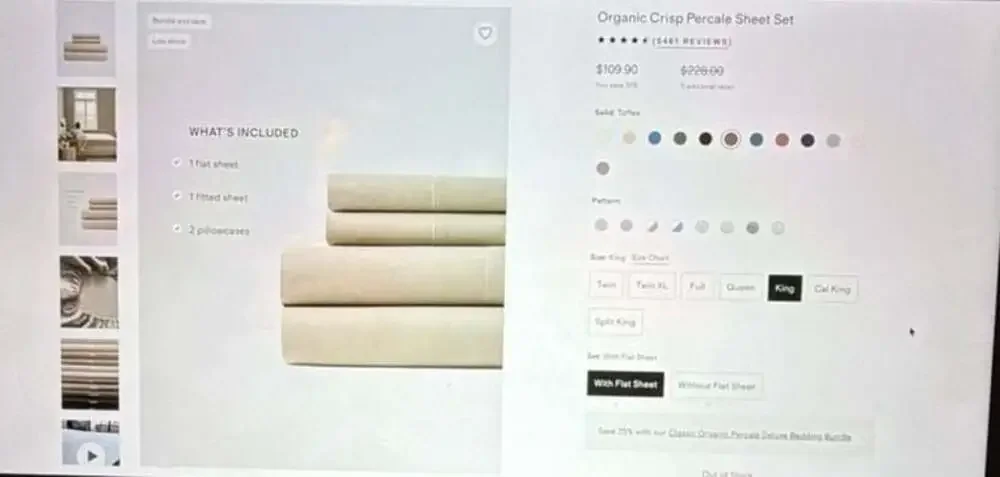 Quince Organic Crisp Percale Sheet Set King Toffee OUT OF STOCK ONLINE
